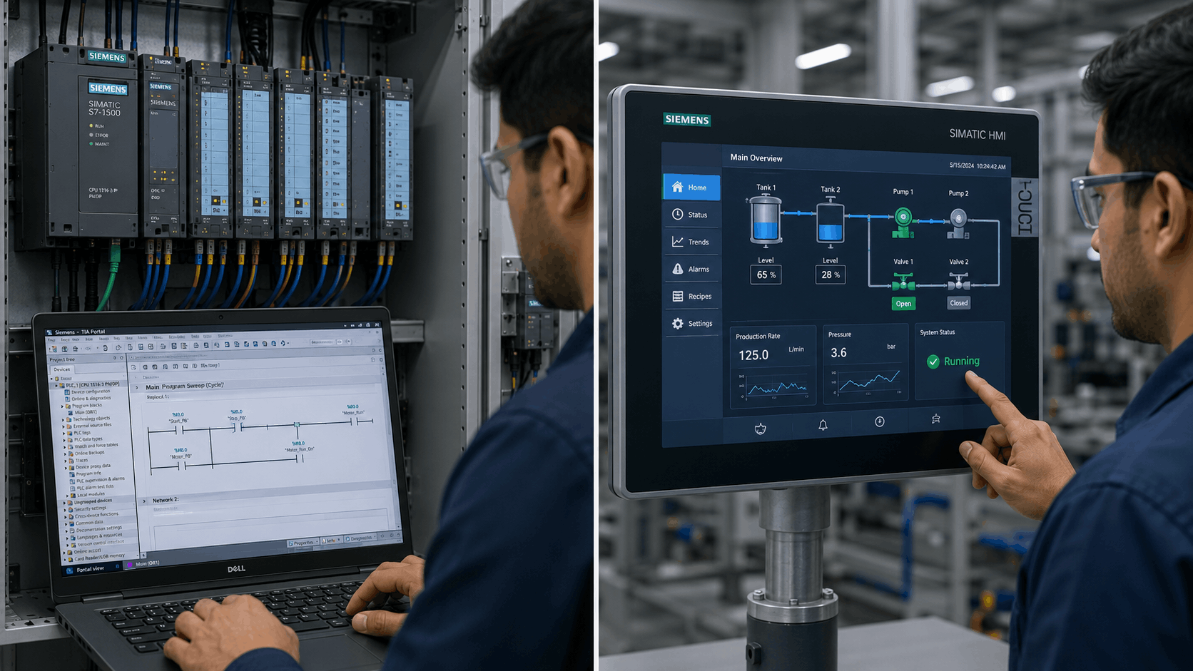 PLC programming and HMI development